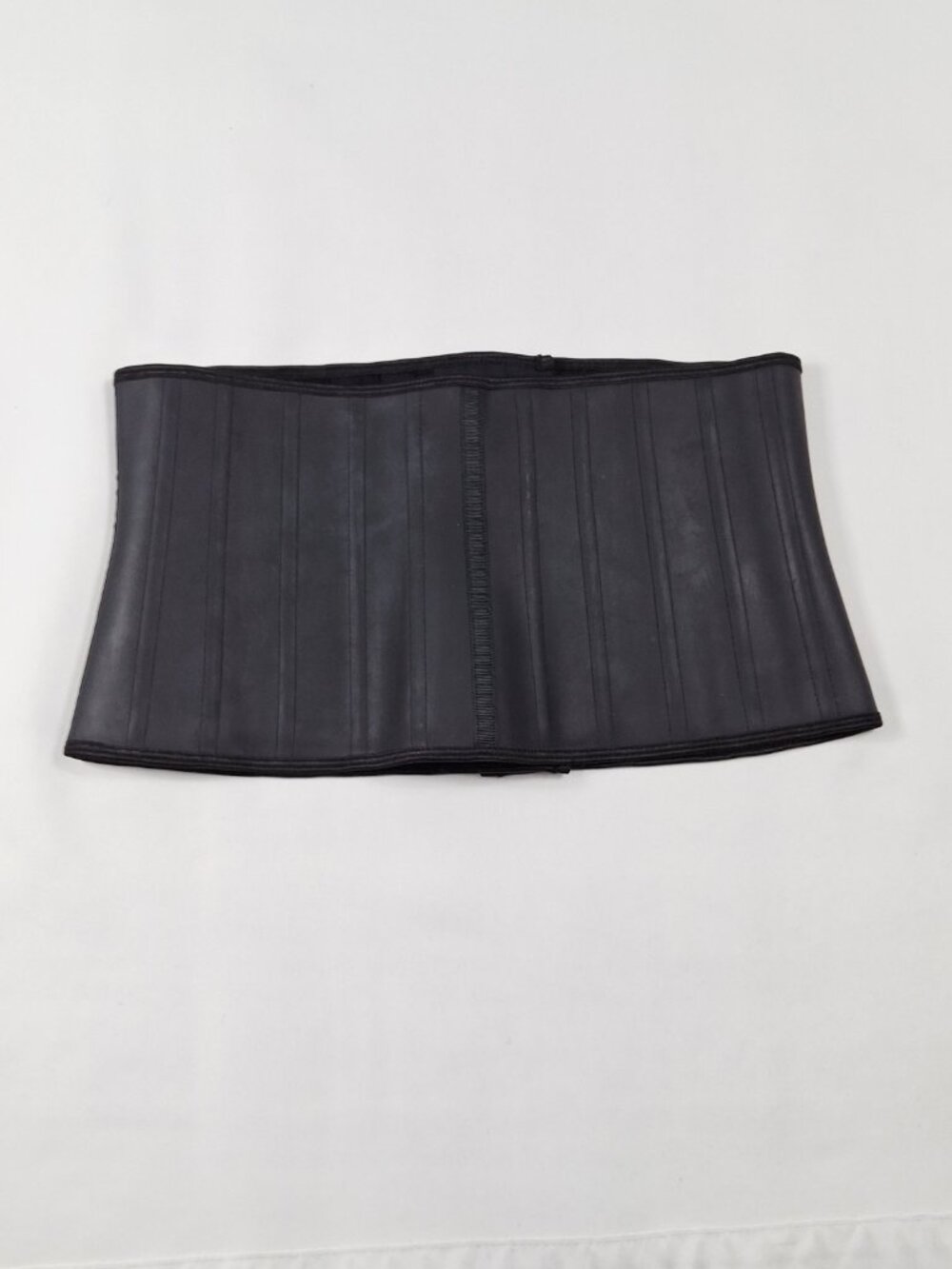 Black Latex Plus Sz XL Underbust Waist Trainer Cincher Bustier Belt Cotton Lined